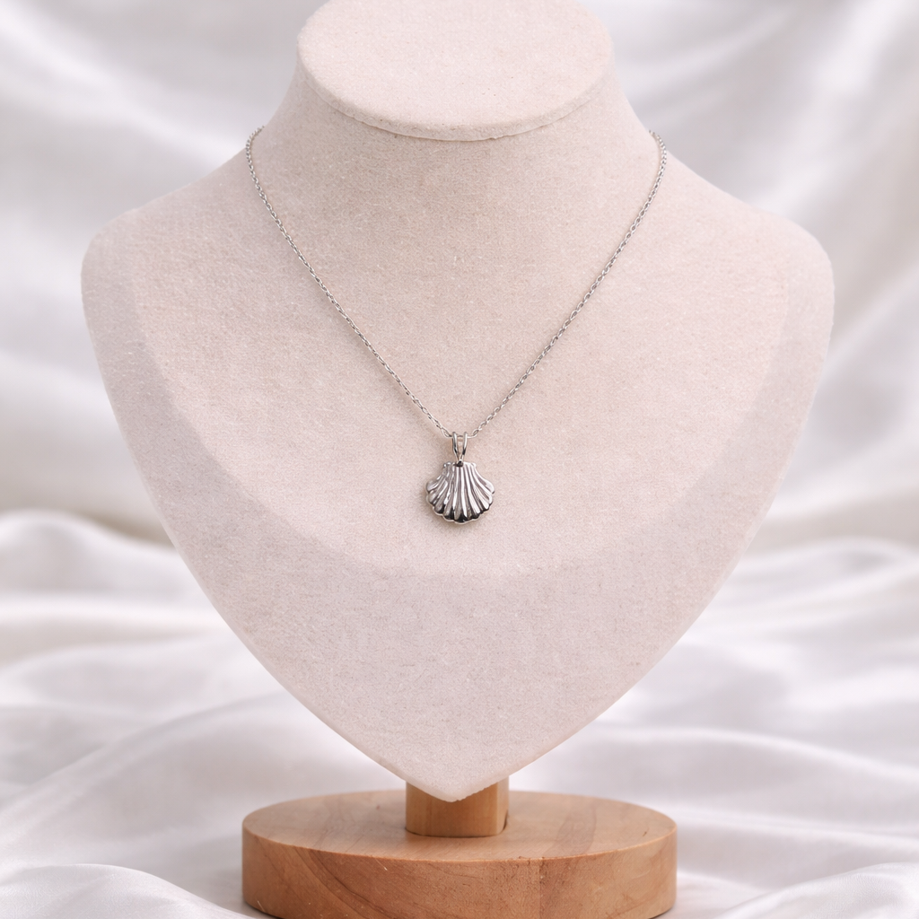 Colar Folheado a Prata 925 Pingente Concha do Mar Delicado Minimalista