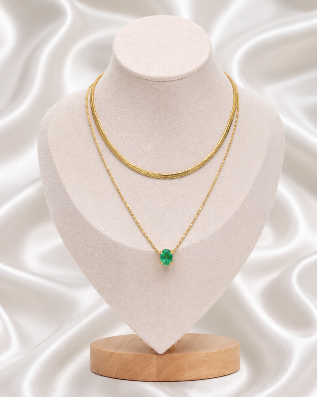 Colar Duplo Fita e Zircônia Cravejada Banhado a Ouro 18k