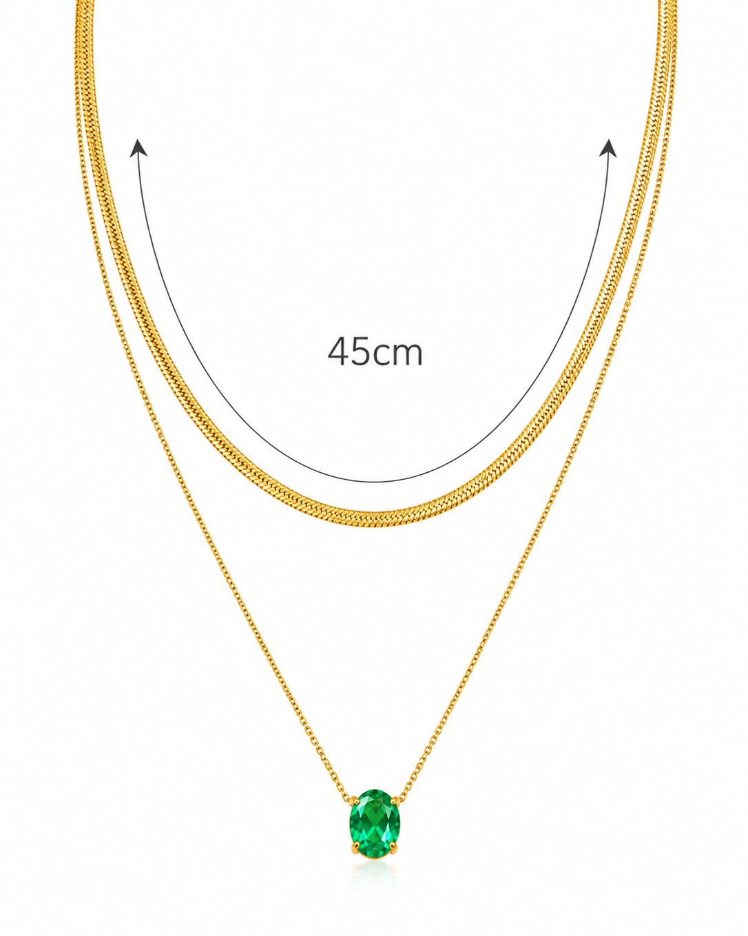 Colar Duplo Fita e Zircônia Cravejada Banhado a Ouro 18k